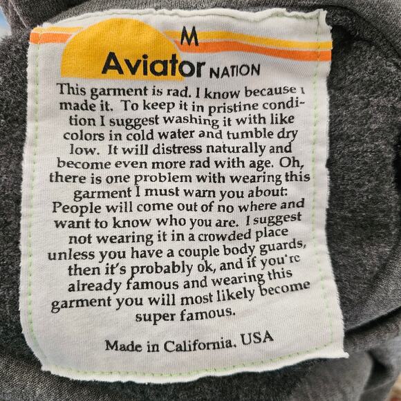 AVIATOR NATION Heather Grey Venice CA Drawstring Rainbow Surf Hoodie Sz M - Picture 10 of 16